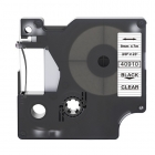 Dymo 40910 compatible labeltape, black on transparent, 9mm x 7m