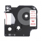 Dymo 45015 compatible labeltape, red on white, 12mm x 7m