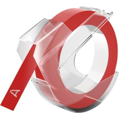 Dymo S0898150 compatible labeltape, white on red, 9mm x 3m