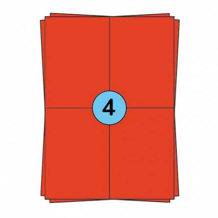 A4 sheet labels 104 x 148 mm, red, 400 labels