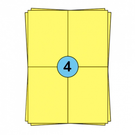 A4 sheet labels 104 x 148 mm, yellow, 400 labels