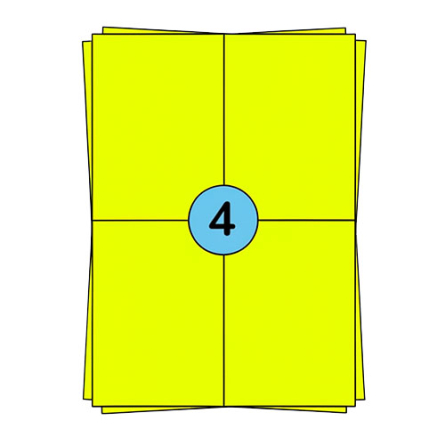 A4 sheet labels 104 x 148 mm, fluorescent yellow, 400 labels