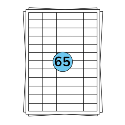 A4 sheet labels 38 x 21 mm, 6,500 labels