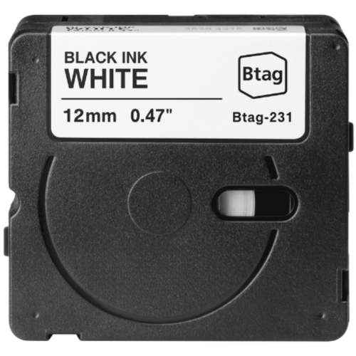 Brother Btag-231 compatible label tape black on white 12mm