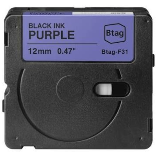 Brother Btag-F31 compatible label tape black on purple 12mm