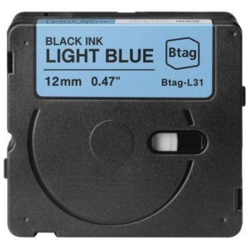 Brother Btag-L31 compatible label tape black on light blue 12mm