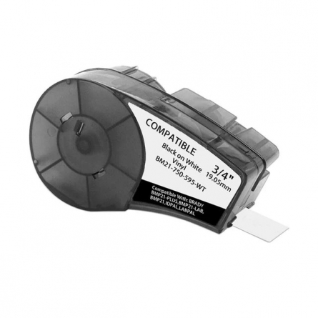 Brady M21-750-595-WT compatible labeltape, black on white, 19,1mm x 6,4m