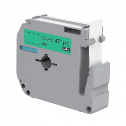 Brother M-K731 compatible labeltape, black on green, 12mm x 8m